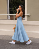 Robe fourreau , encolure en U, sans manches, couleur unie, longue