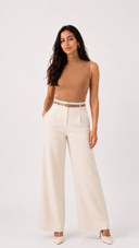 Pantalon large taille haute Farah Styles, détail de la taille haute marquée