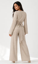 Ensemble d'été dunes sahariennes Farah Styles, vue du pantalon ample en beige sable