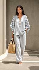 Chemise en lin et coton, style bohème décontracté, manches courtes