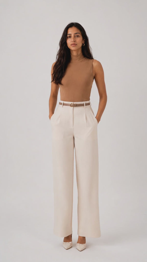 Vidéo détaillée du pantalon large taille haute Farah Styles